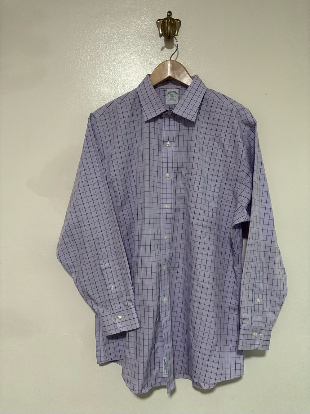 Brooks Brothers Lavender Windowpane Dress Shirt XL